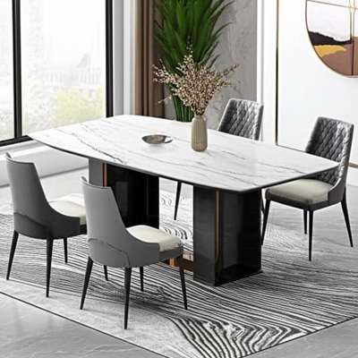 quality 6 Kapasitas Tempat Duduk Meja Makan Keramik Marmer dengan Desain Modern dan Bergaya factory